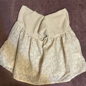 Cream Eyelet Strapless Top
